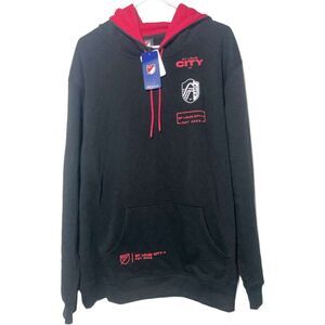 St Louis City SC MLS Hoodie 2XL Black Red Pullover Sweatshirt Soccer Fan New NWT